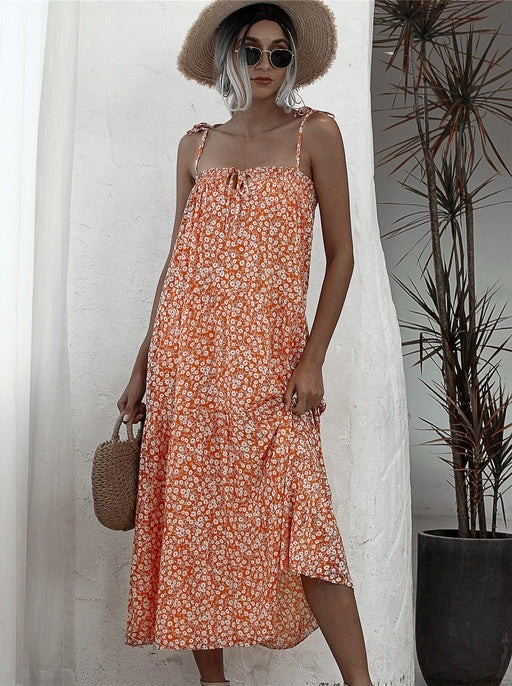 floral sling dress with straps, view 3 - MRSLM