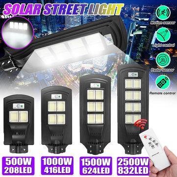 208/416/624/832 LED Solar Street Light PIR Motion Sensor Garden Lamp W/ Remote - MRSLM