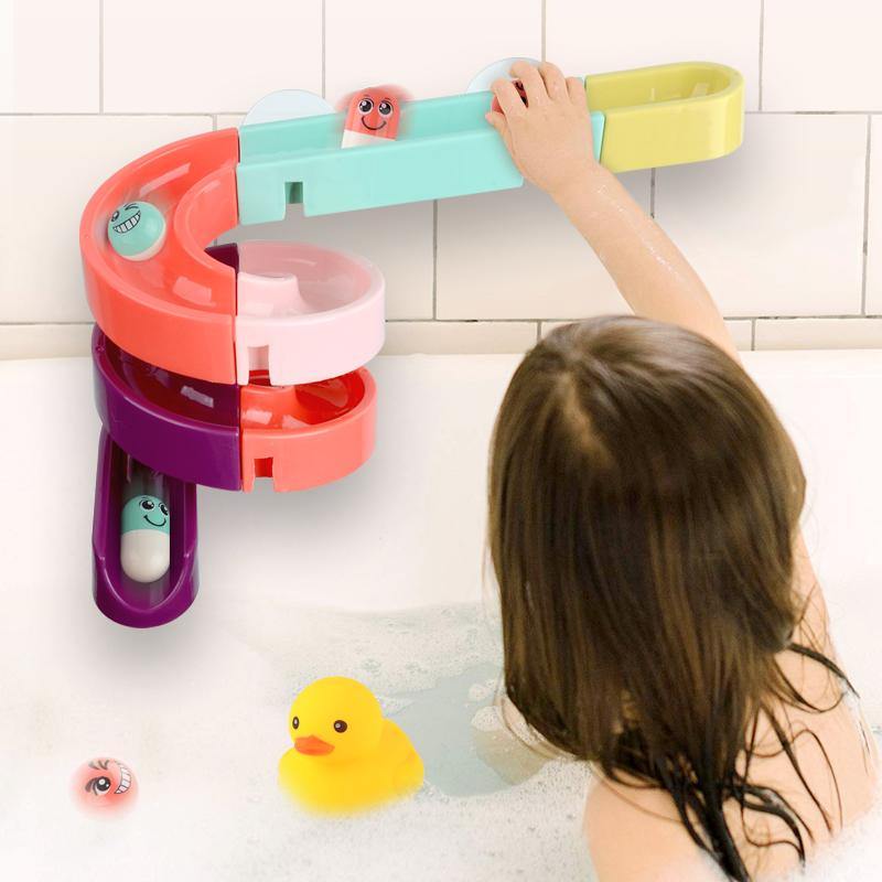 Kids Bath Toys Wall Suction Cup Marble Race Run Track Bathroom Bathtub Baby Play Water Games Toy Kit for Children - MRSLM