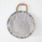 Straw woven round fringe beach bag, view 4 - MRSLM