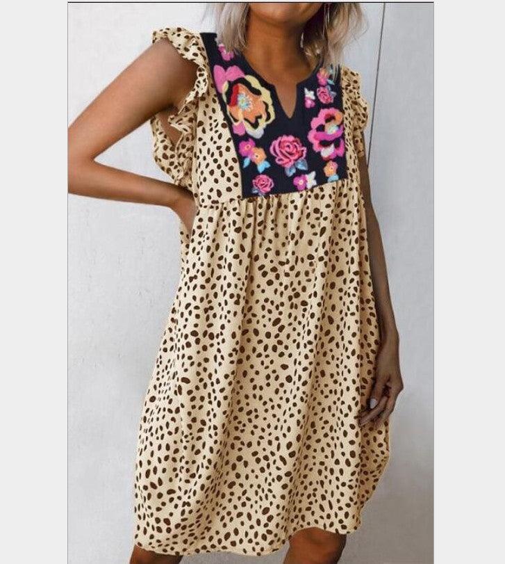 leopard print shirt dress, view 4 - MRSLM