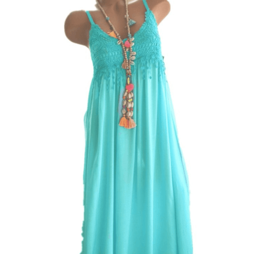 Long dress with lace suspenders, view 5 - MRSLM