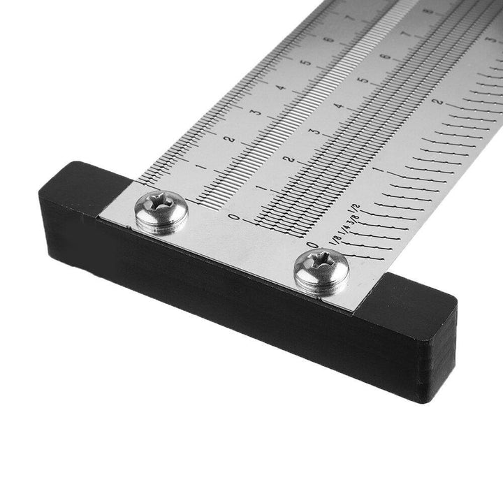Drillpro Inch and 200/300/400mm Stainless Steel Precision Marking T Ruler Hole Positioning Measuring Ruler Woodworking Scriber Scribing Tool - MRSLM