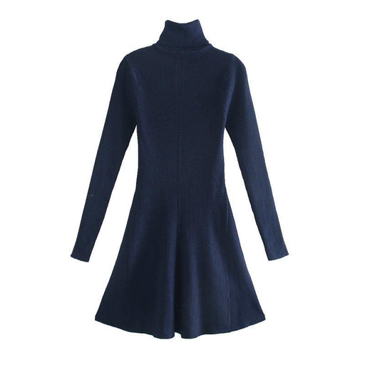 knitted mini dress with high neckline, view 3 - MRSLM