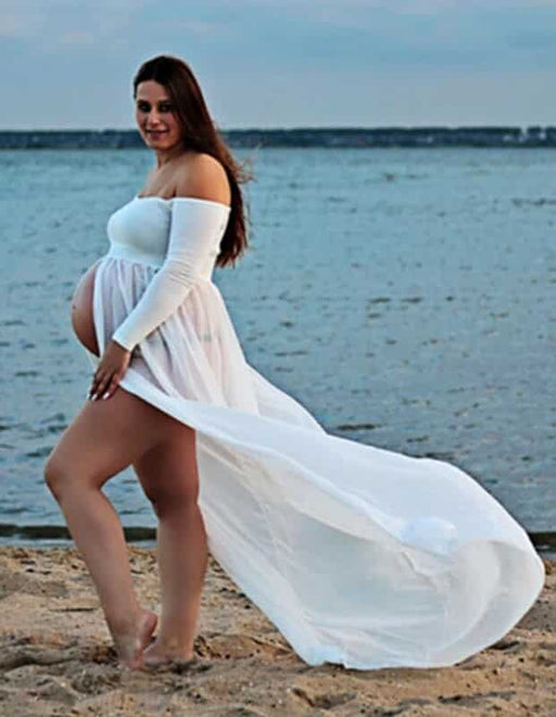 long lace maternity dress, view 3 - MRSLM