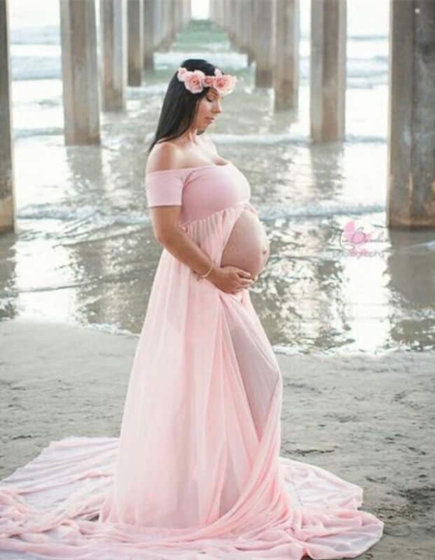 long lace maternity dress, view 7 - MRSLM