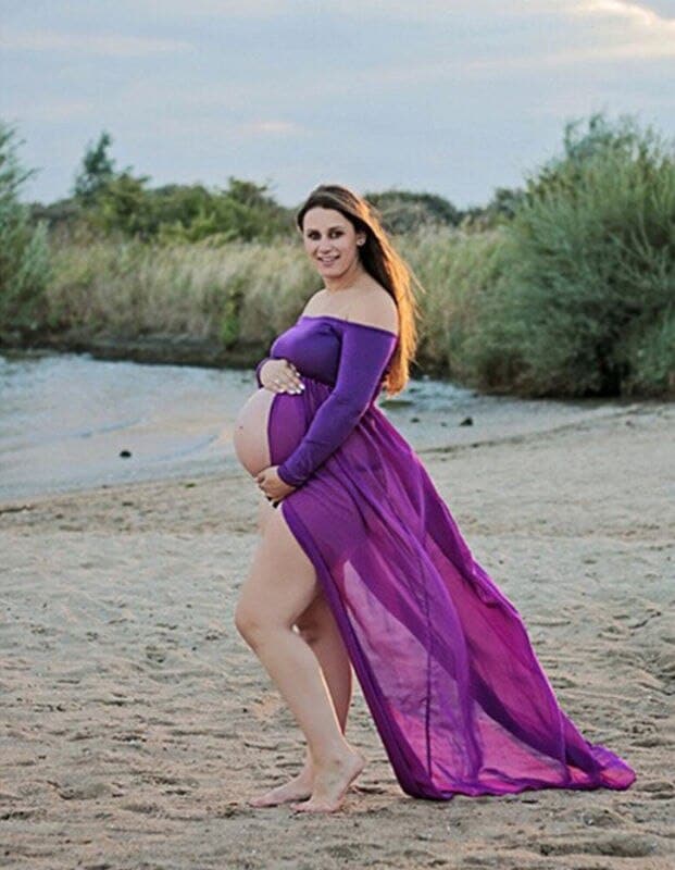 long lace maternity dress, view 9 - MRSLM