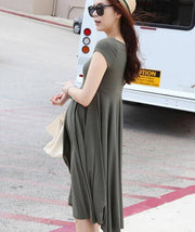 Women's cotton maternity pleated dress, view 3 - MRSLM