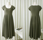 Women's cotton maternity pleated dress, view 4 - MRSLM