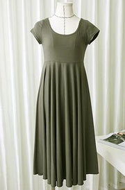 Women's cotton maternity pleated dress, view 2 - MRSLM