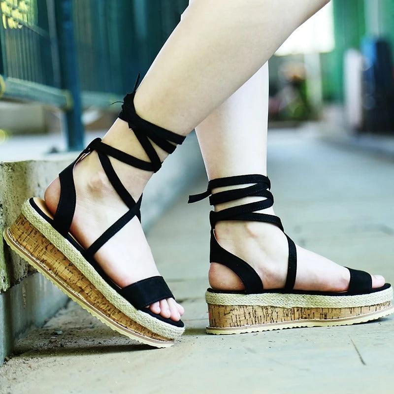 Women's open-toed sandals with cross straps - MRSLM