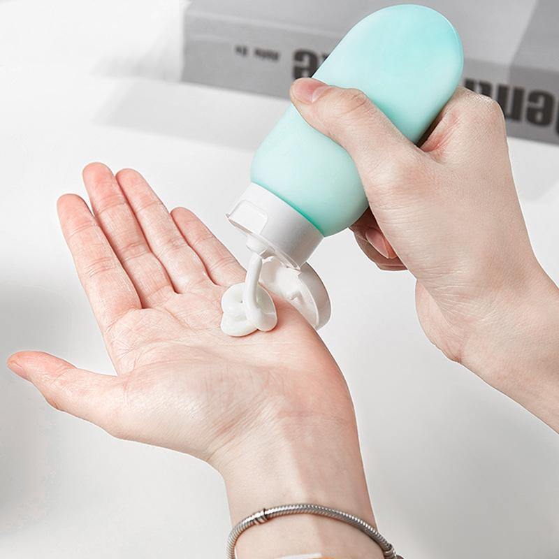Portable Silicone Refillable Bottle Empty Travel Packing Press for Lotion Shampoo Cosmetic Squeeze Containers (#01) - MRSLM