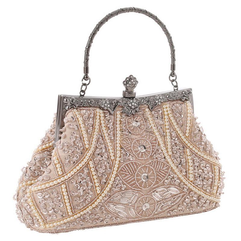 Ladies Hand Beaded Embroidered Evening Dress Embroidered Handbag - MRSLM