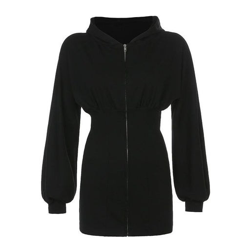 pleated drawstring long sleeve dress, view 3 - MRSLM