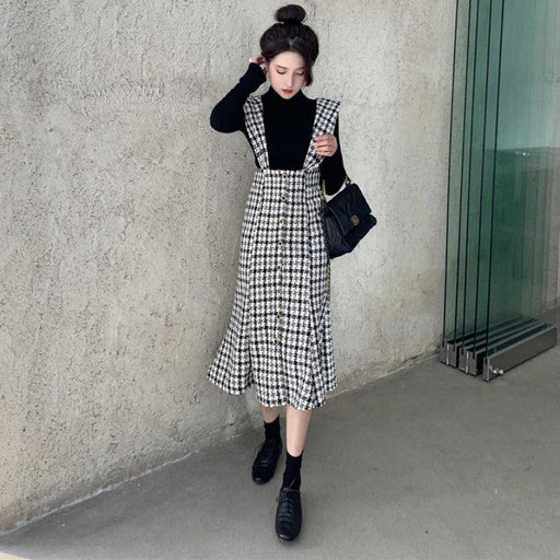 french retro plaid dress, view 2 - MRSLM