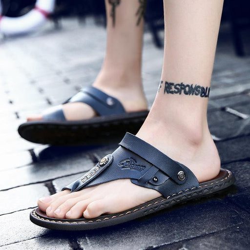 Men's two-toed leather sandals - MRSLM
