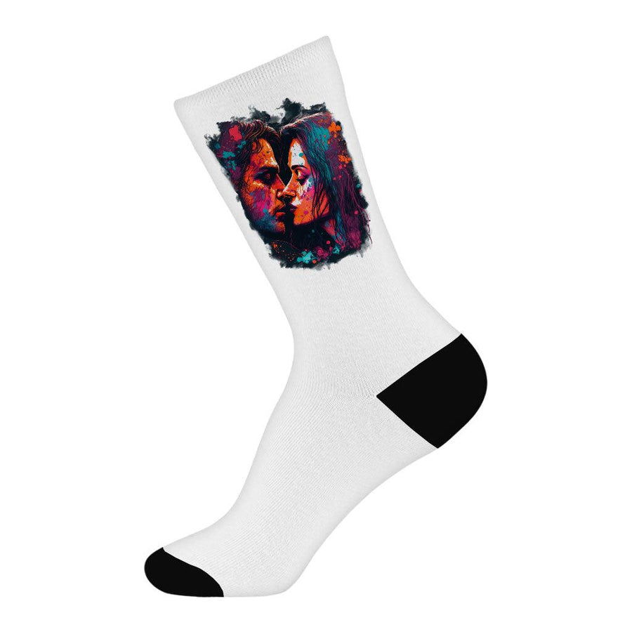 Paint Socks - Kiss Art Novelty Socks - Colorful Crew Socks - MRSLM