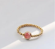 crystal strawberry transfer bead ring, view 2 - MRSLM