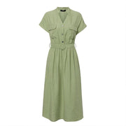 casual short sleeve slim dress, view 2 - MRSLM