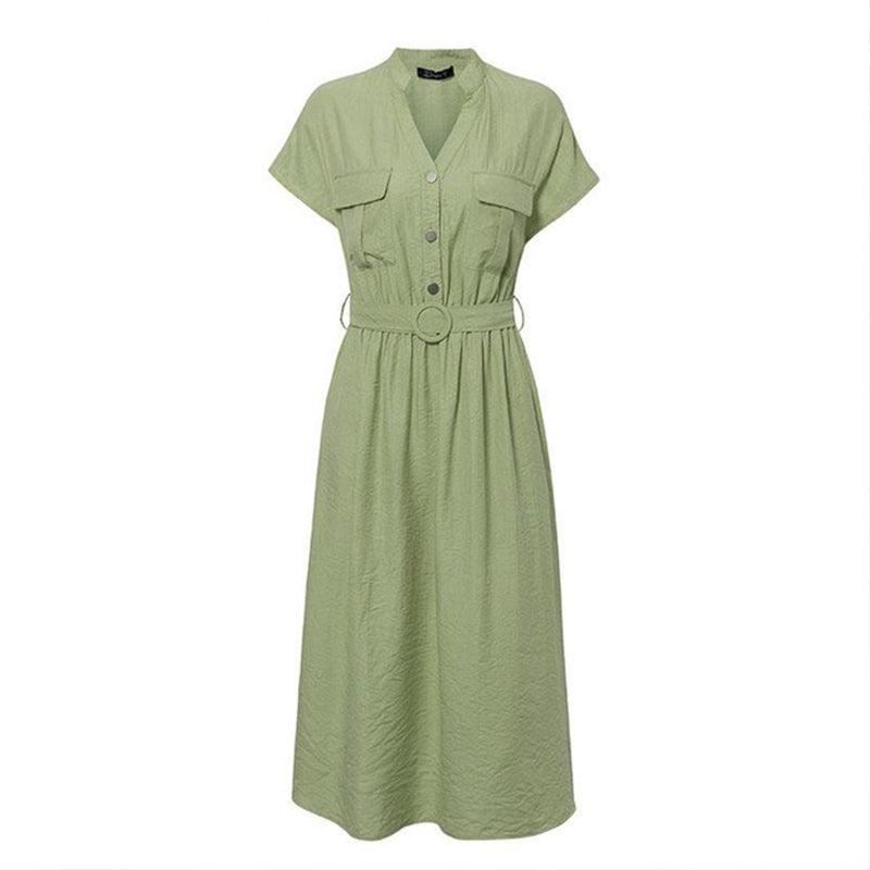 casual short sleeve slim dress, view 2 - MRSLM