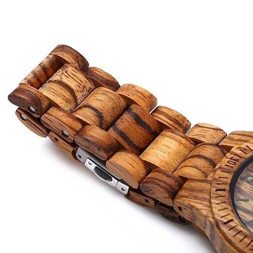 Men Luxury Natural Maple Wooden Handmade Quartz Movement Casual Wrist Watch - MRSLM