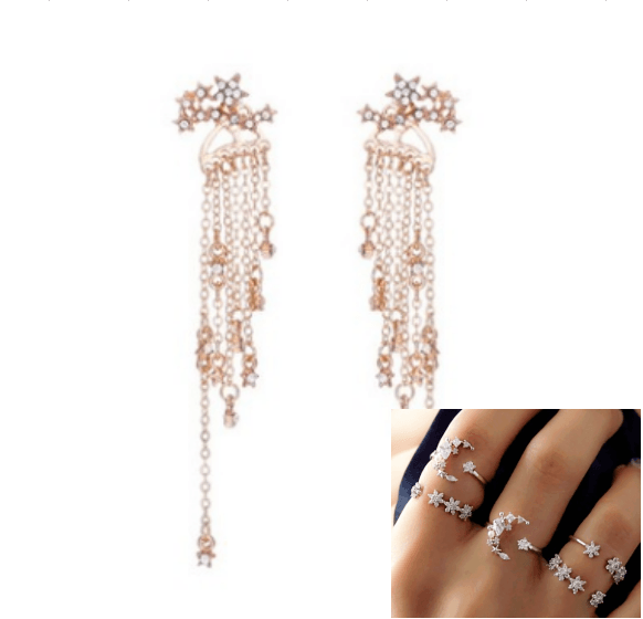 Shining Star Tassel Earrings Back Hanging Exquisite Earrings - MRSLM