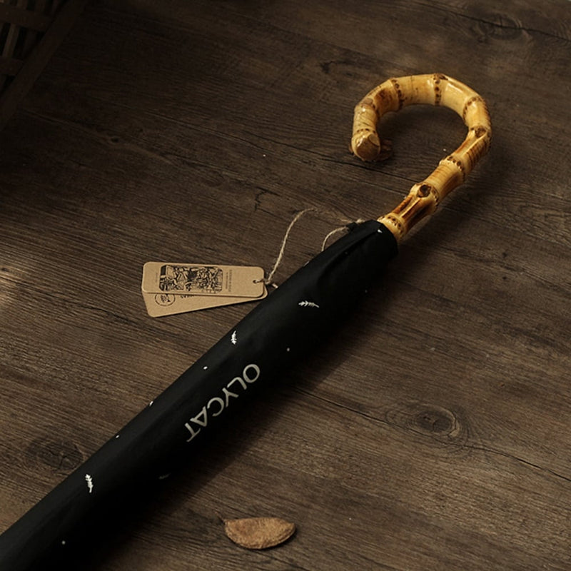 Bamboo long handle umbrella, view 6 - MRSLM