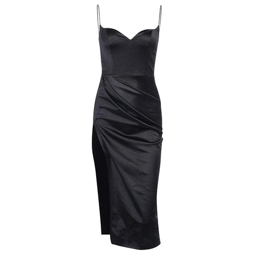 solid color split slim dress, view 2 - MRSLM