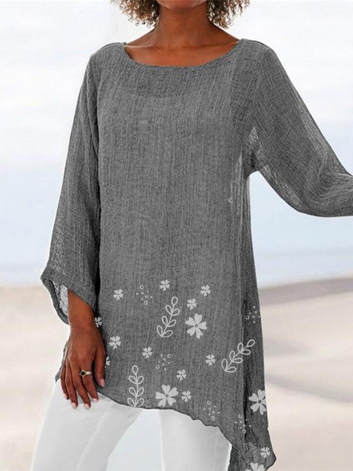 Women's small floral print long sleeve top, view 5 - MRSLM