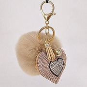 pompom keychain with heart charm, view 6 - MRSLM