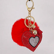 pompom keychain with heart charm, view 8 - MRSLM