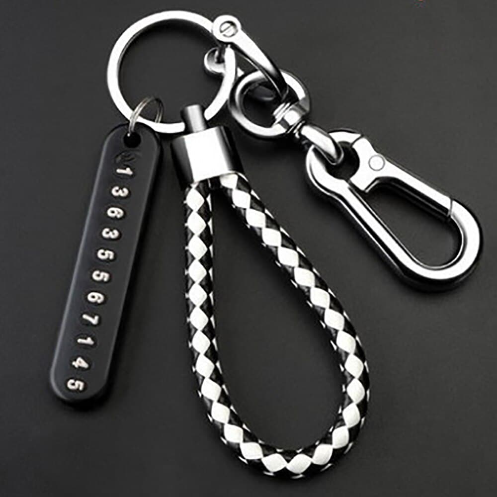 Braided Phone Number Key Chain