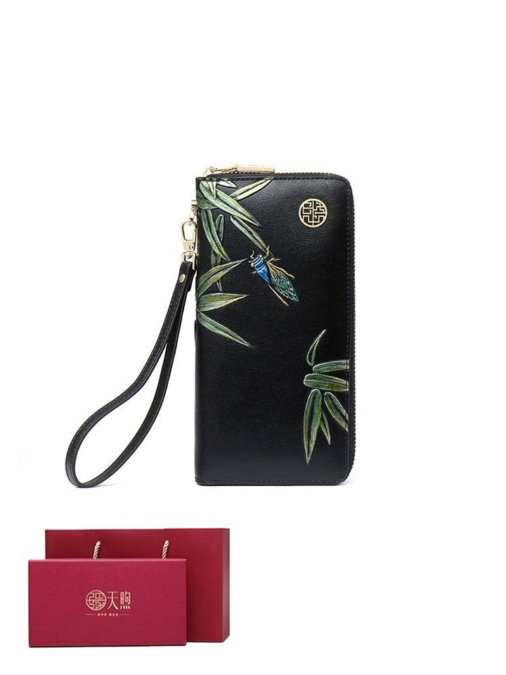 Ladies Gift Ethnic Style Zipper Leather Print Wallet - MRSLM