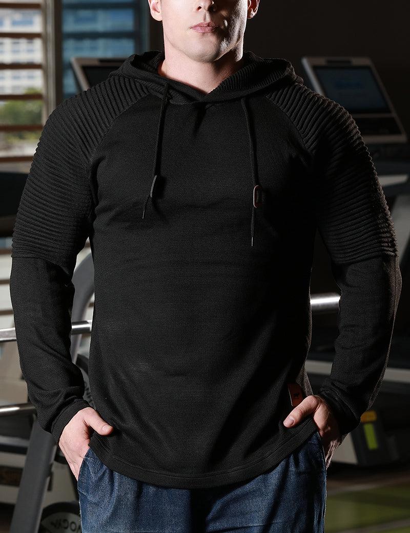 Solid Color Casual Male Long Sleeve Hoodie - MRSLM