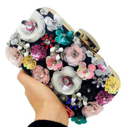 flower beaded banquet clutch, view 5 - MRSLM