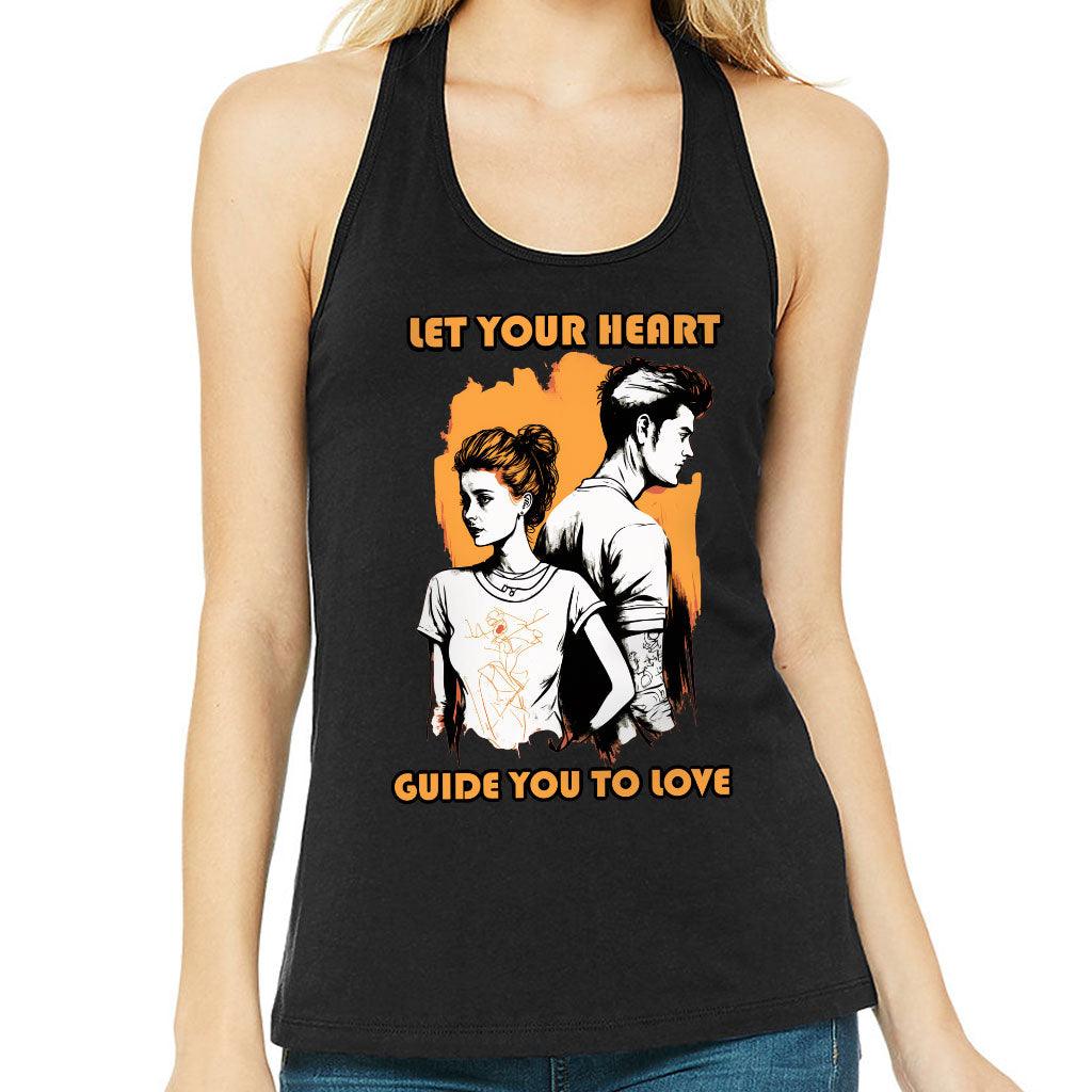 Let Your Heart Guide You Women's Racerback Tank - Love Couple Tank Top - Colorful Workout Tank - MRSLM