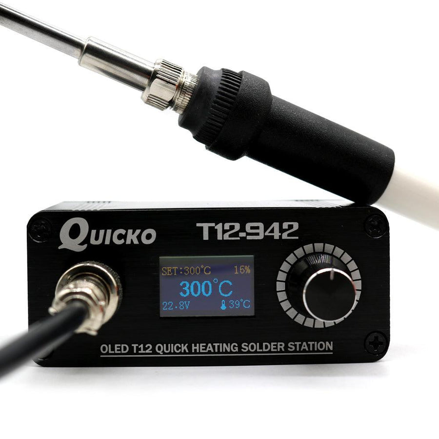 Quicko T12-942 MINI OLED Digital Soldering Station T12-907 Handle with T12-K Iron Tips Welding Tool - MRSLM