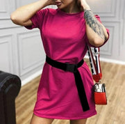 casual solid color dress, view 4 - MRSLM