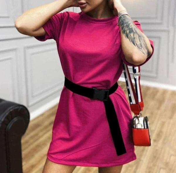 casual solid color dress, view 4 - MRSLM