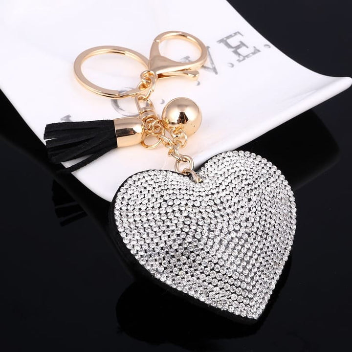 Heart Shaped Keychain with Crystals