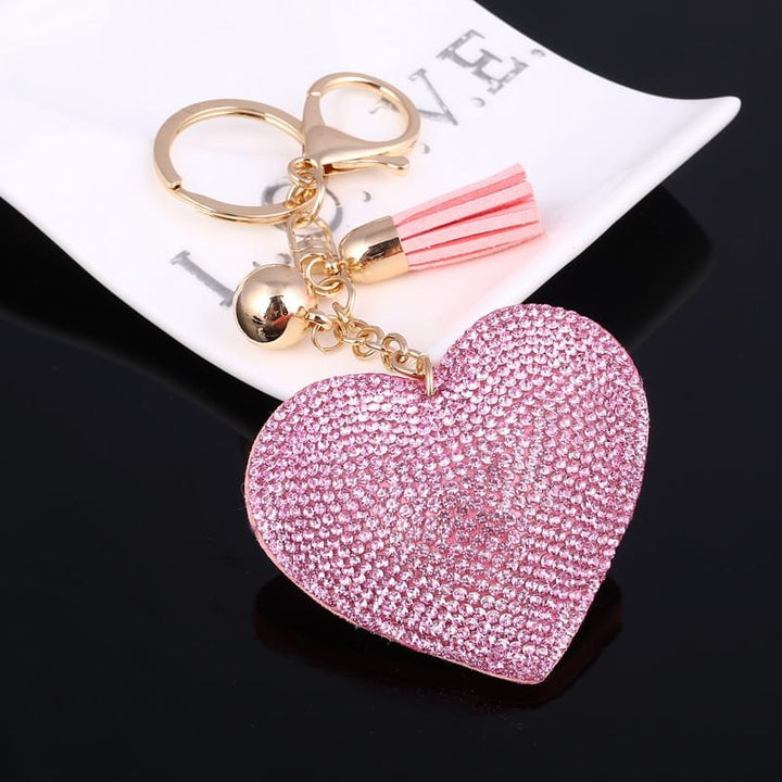 Heart Shaped Keychain with Crystals