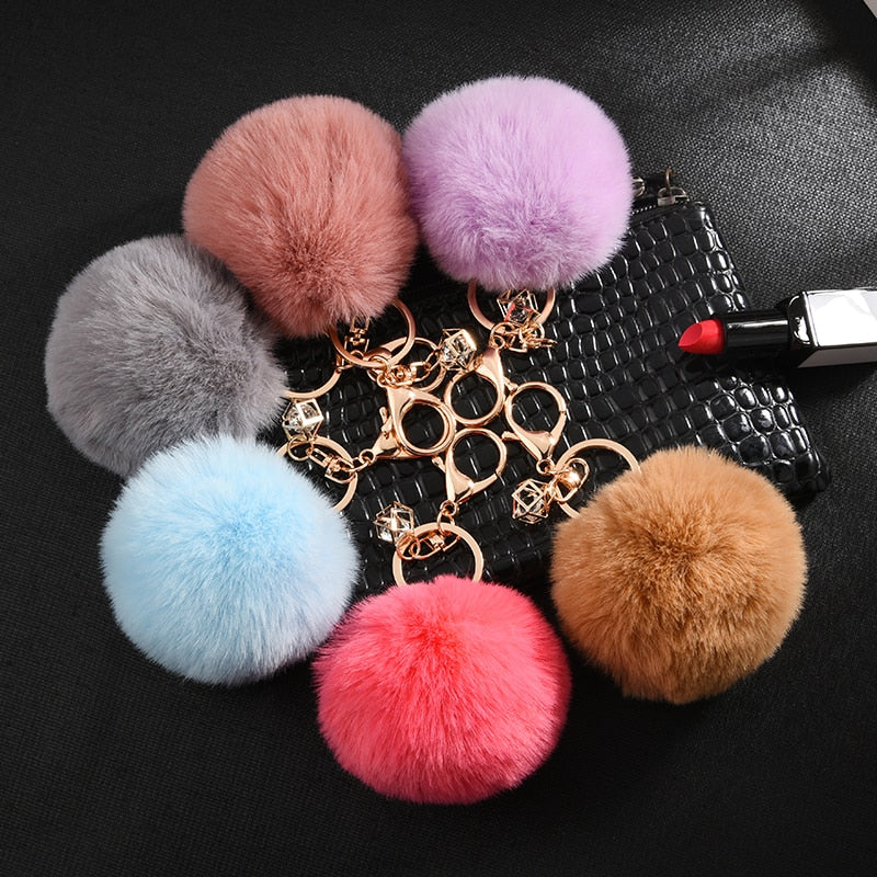 rabbit fur ball keychain, view 29 - MRSLM