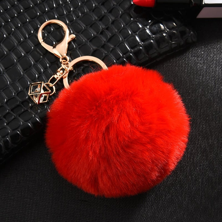 Rabbit Fur Ball Keychain