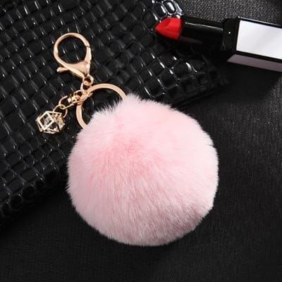 rabbit fur ball keychain, view 8 - MRSLM