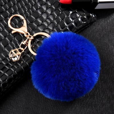 Rabbit Fur Ball Keychain