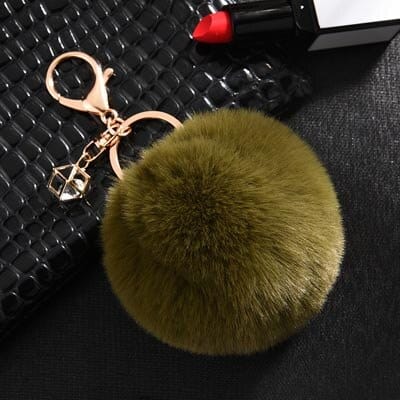 Rabbit Fur Ball Keychain