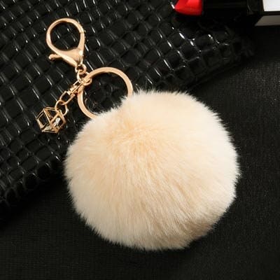 Rabbit Fur Ball Keychain