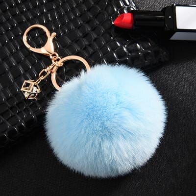rabbit fur ball keychain, view 21 - MRSLM
