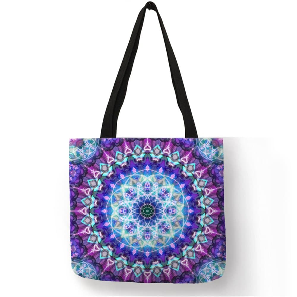 Women's Mandala Printed Linen Shopper Shoulder Bag