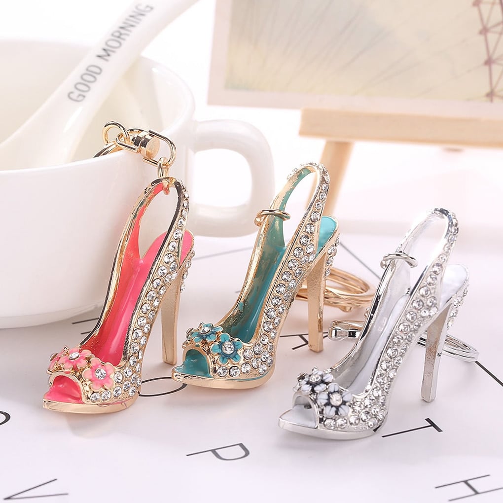 Crystal High Heel Shoe Shaped Metal Keychain